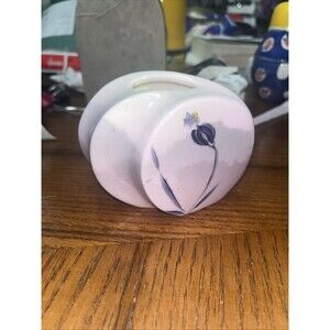 Vintage Barbara Baatz Hand Painted Flower Vase Studio Art Pottery Signed Damaged